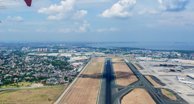 Aerial view of airport in Manila